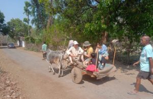 होमस्टे में ठहरे विदेशी मेहमान, बैलगाड़ी की सवारी और देशी खान-पान का लिया आनंद